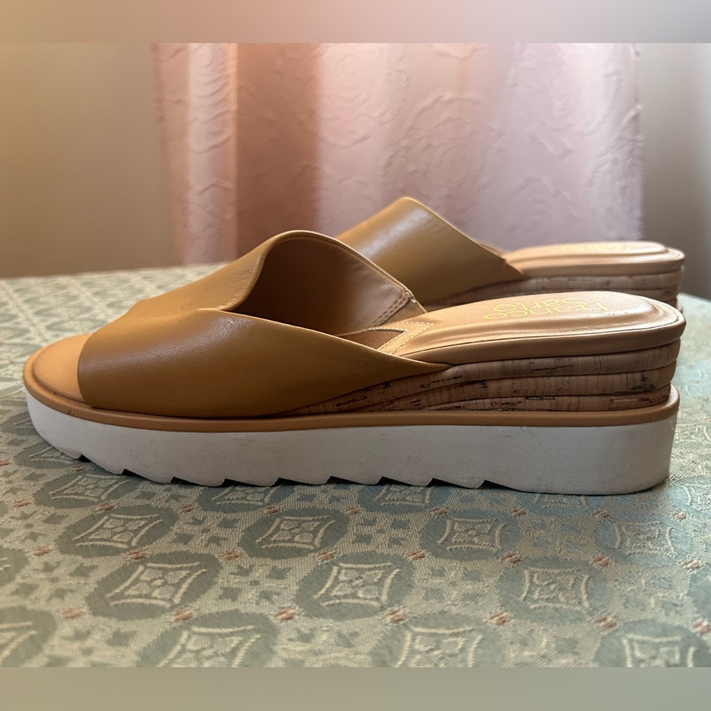 Franco Sarto Camel Mules with White Soles